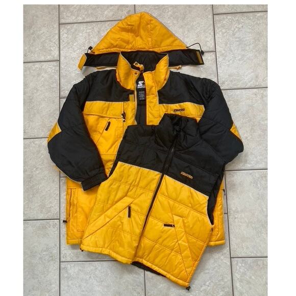 Vintage Starter Ski Jacket Anorak 3 in 1 Vest Puffer Hooded Unisex Large 90s - Picture 1 of 12